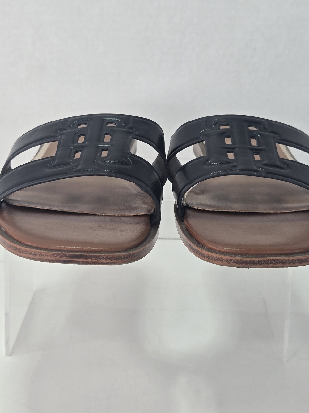 Tommy Hilfiger Terenz Navy Leather Slide Sandals Women's Size 9 - Picture 2 of 12